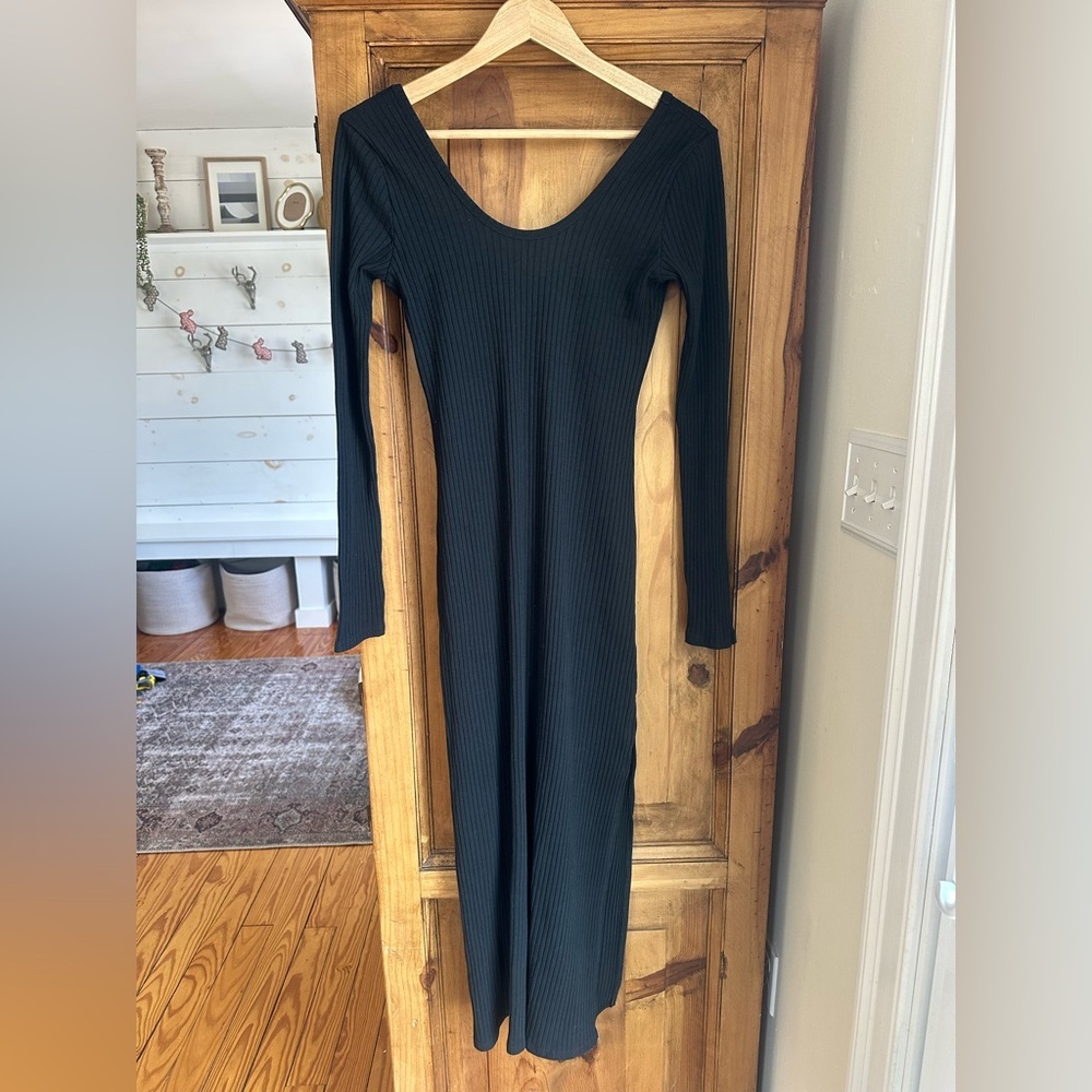 American Eagle Outfitters Black Ribbed Maxi Dress Medium